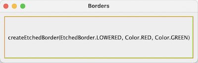 Abbildung: createEtchedBorder(EtchedBorder.LOWERED, Color.RED, Color.GREEN)